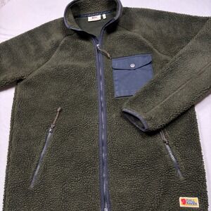 Fjallraven Vardag Pile Fleece Jacket Mens Medium Deep Forest Green G-1000 Pocket